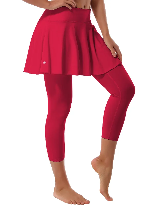 19" Capris Tennis Golf Skirted Leggings with Pockets rosecoral tulle skirt dreamy