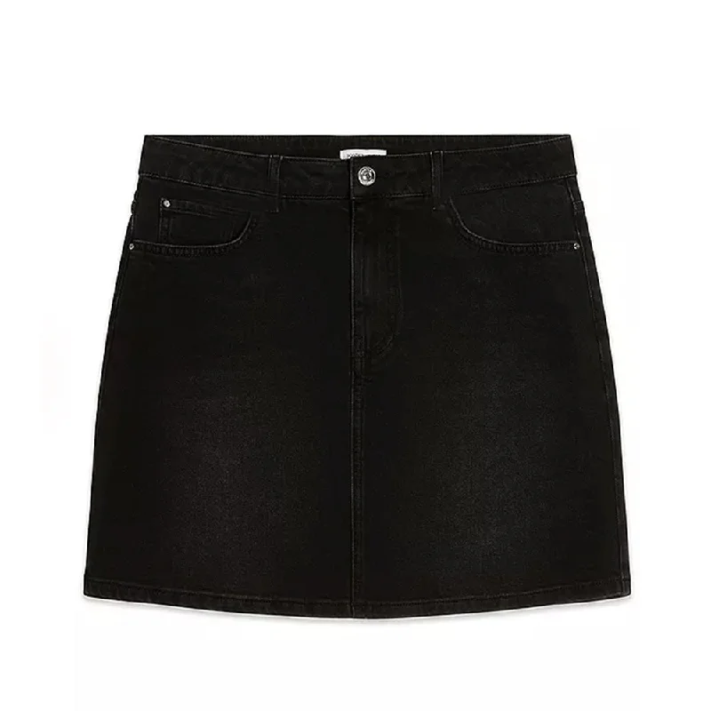 Women's Denim Plain Skirt,Black pleated skirt texture