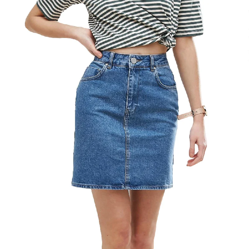 Women's Denim Skirt,Blue patchwork skirt art
