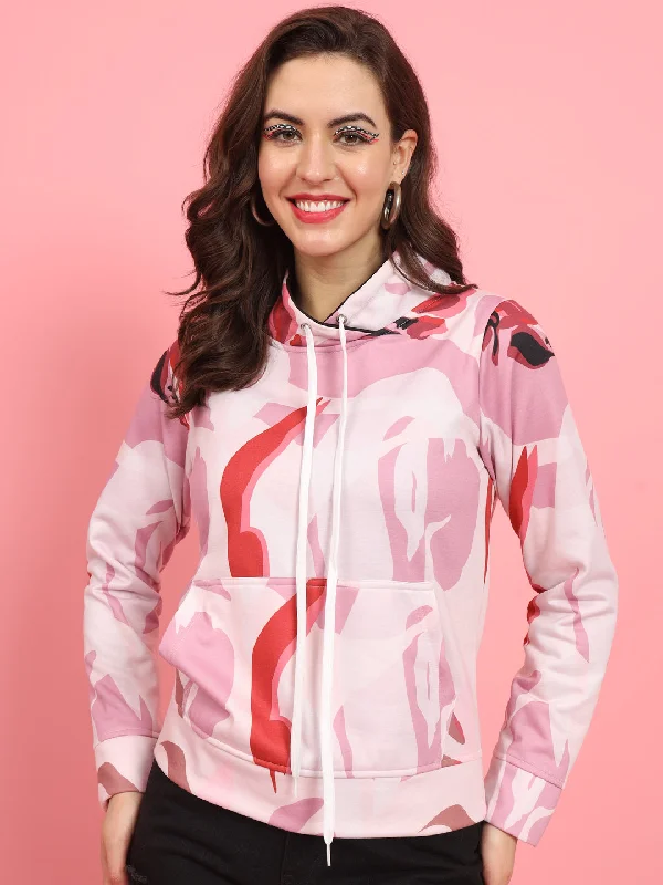 TANDUL Women Full Sleeve Printed Hooded Sweatshirt Hoodie with Mesh Breathable Sporty TANDUL Women Full Sleeve Printed Hooded Sweatshirt Hoodie with Mesh Breathable Sporty