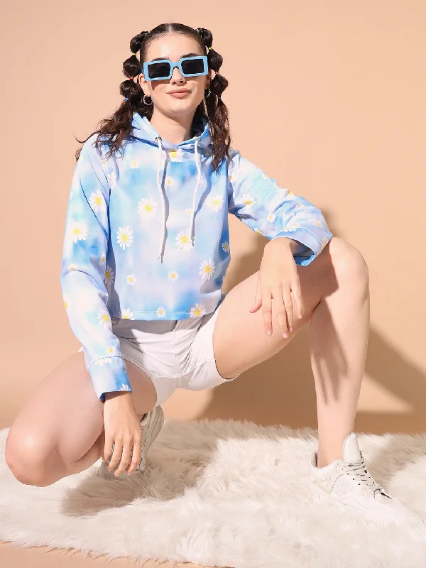 TANDUL  Women Full Sleeve Printed Hooded Sweatshirt Hoodie with Pattern Geometric Abstract