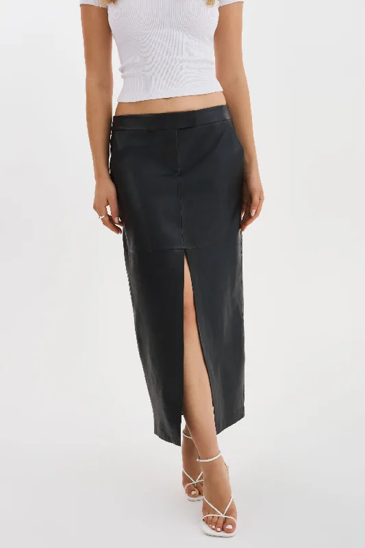 ABIA | Low Waist Leather Maxi Skirt linen skirt light