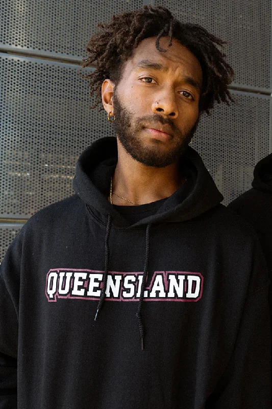 QLD Tribute Black Premium Cotton Blend Unisex Hoodie Hoodie with Full-Zip Functional Layering QLD Tribute Black Premium Cotton Blend Unisex Hoodie Hoodie with Full-Zip Functional Layering