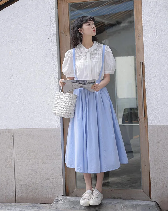 Alice Suspender Midi Skirt (Blue) athletic skirt fit