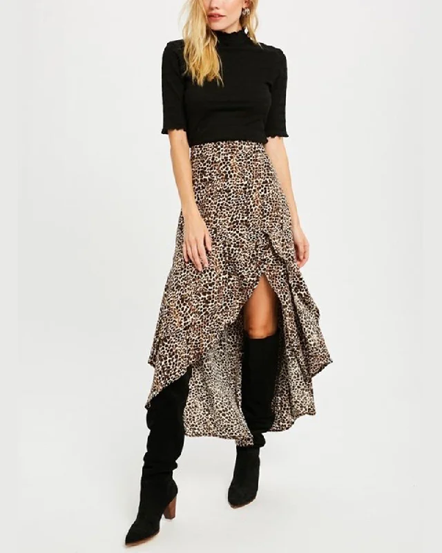 Animal Print Asymmetrical High Low Skirt asymmetrical skirt cut