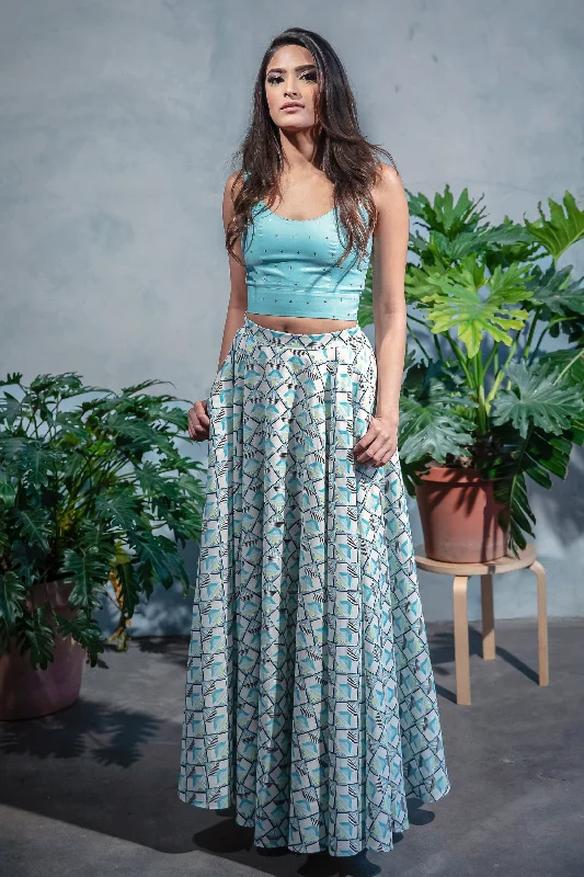 ANISHA Geometric Cotton Skirt denim skirt classic