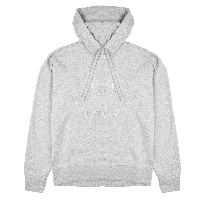 Ariat Womens Just Hoodie Heather Grey Hoodie with Cuffed Sleeves Snug Secure