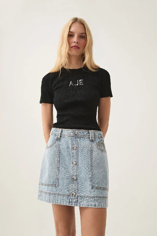 Aura Denim Mini Skirt linen skirt natural