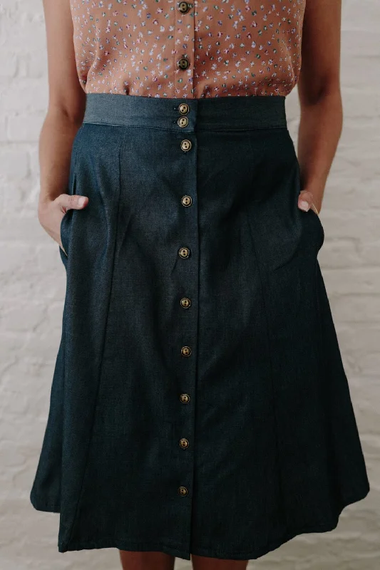 Bae Skirt in Denim Tencel chiffon skirt flowing