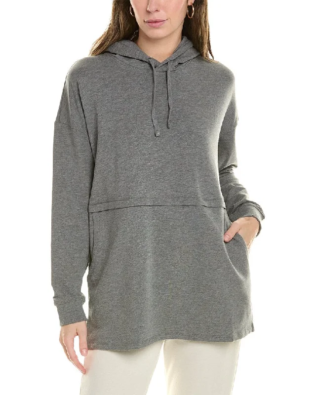 Barefoot Dreams Mc Fleece Luxe Lounge Anorak Sweatshirt Hoodie with Stripes Bold Sporty