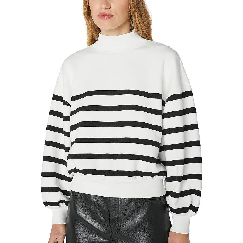 Womens Striped Bishop Sleeve Sweatshirt Hoodie with Full-Zip Functional Layering