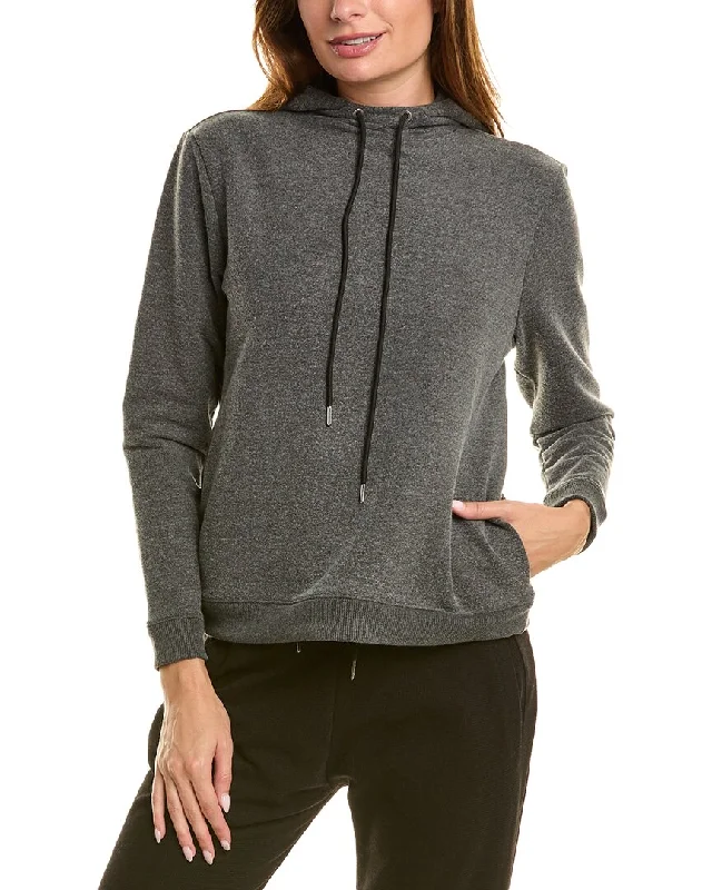 Theory Mock Neck Hoodie Hoodie with Hem Frayed Vintage Worn
