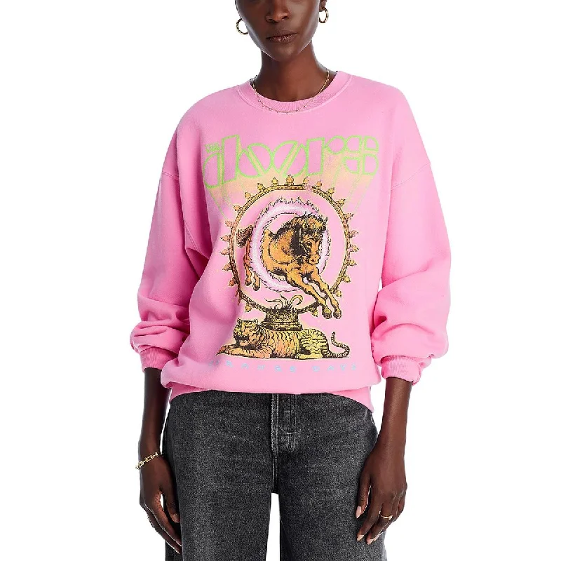The Doors Womens Crewneck Printed Sweatshirt Hoodie with Double Zipper Versatile Adjustable