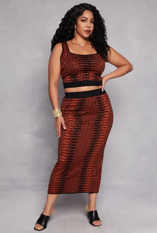 Plus Size Almost Famous Printed Midi Skirt cashmere skirt plush