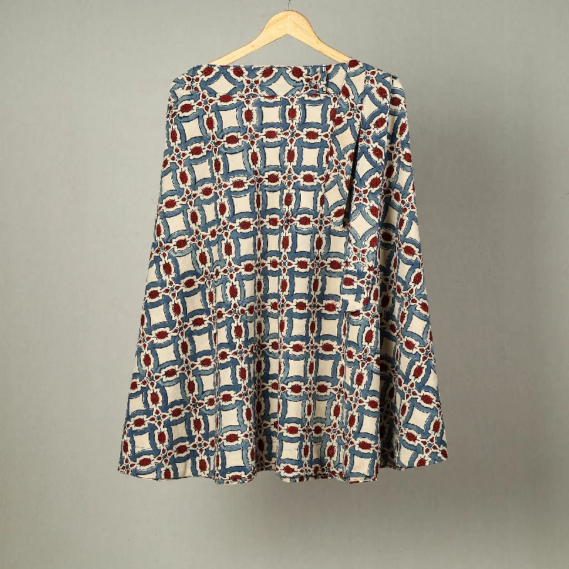 Multicolor - Block Print Cotton Wrap Around Ajrakh Skirt 01 a-line skirt cut