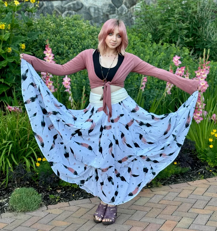 Blooming Lotus Skirt: Feather Motif Limited Edition chiffon skirt delicate