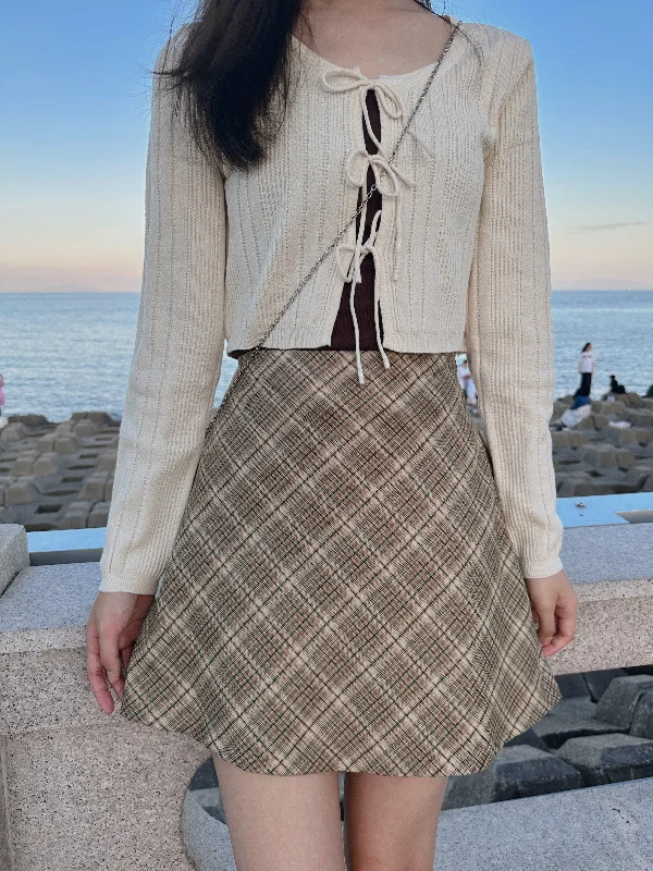 🤎 Basic Checked A-Skirt denim skirt fashionable
