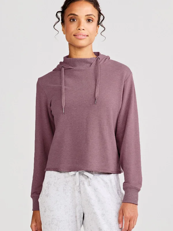 Clubhouse French Terry Hoodie Hoodie with Rolled Sleeves Casual Relaxed