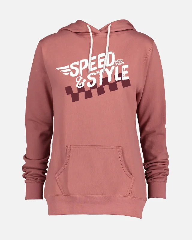 WOMENS SPEED AND STYLE HOODIE - DUSTY ROSE Hoodie with Stripes Bold Sporty