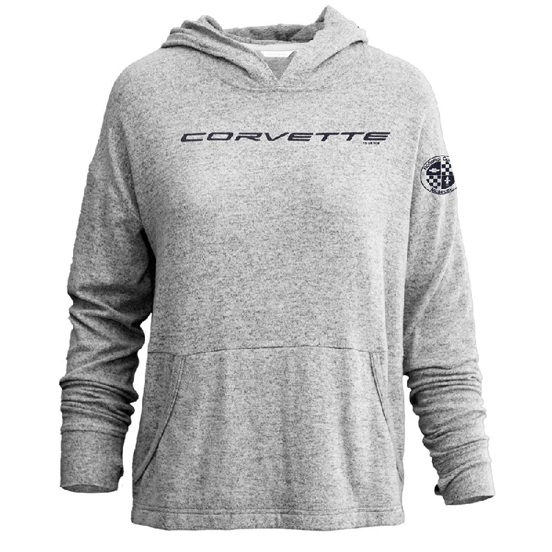 Corvette Ladies' Charcoal Loungewear Hoodie Hoodie with Fur Luxurious Winter