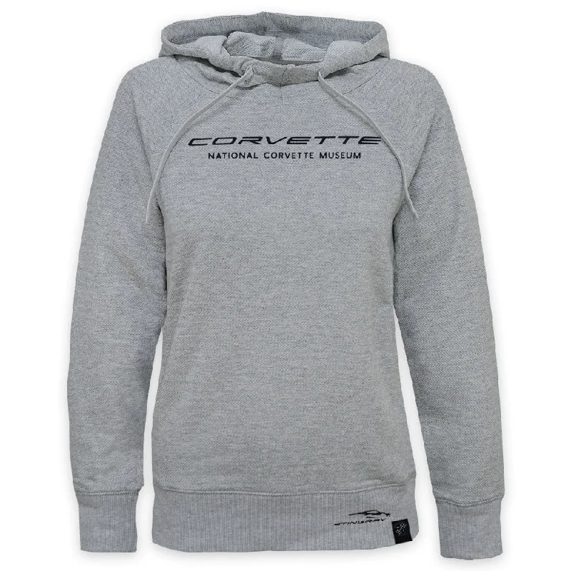 Corvette Ladies' Herringbone French Terry Hoodie Hoodie Crop Top Short Trendy