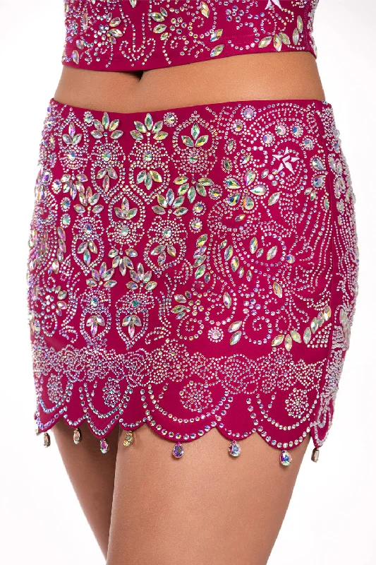 Crystal Couture Scalloped Skirt in Paris Nights velvet skirt plush