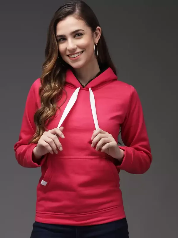 TANDUL  Full Sleeve Solid Women Sweatshirt Hoodie with Fur Luxurious Winter