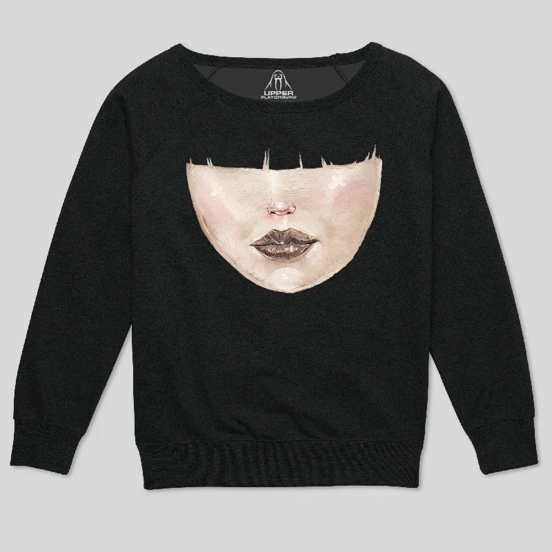 BANGS by DAVID CHOE WOMEN'S SCOOP NECK SWEATSHIRT Hoodie with Hidden Zipper Minimalist Clean