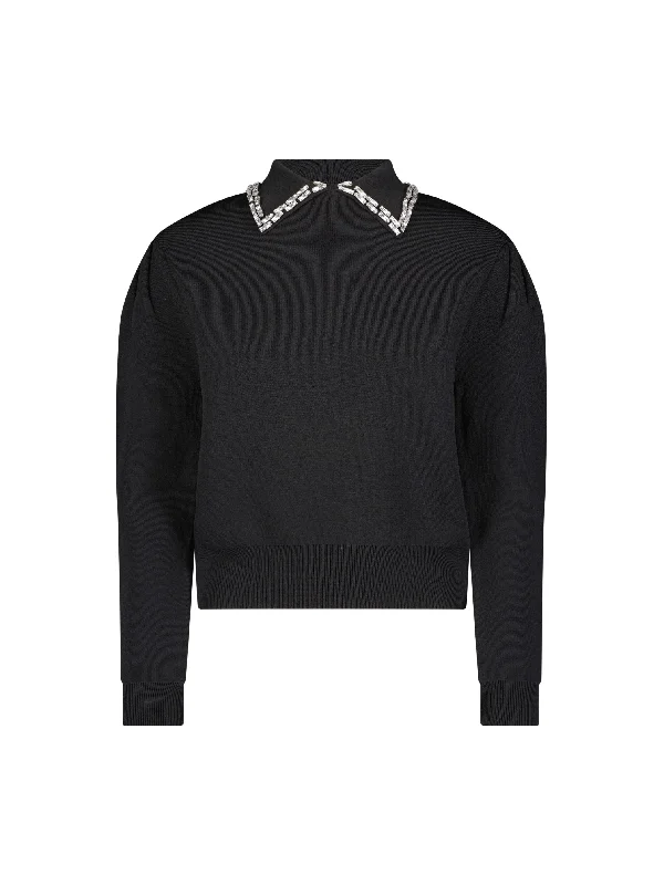 Deluxe Beaded Sweater Mesh Sweater Canvas Denim