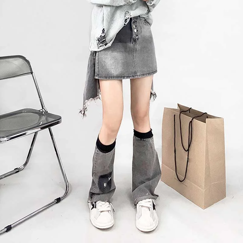Denim Irregular Skirt Leg Cover Set linen skirt breathable