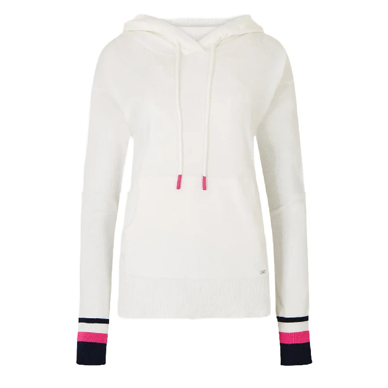 Dubarry Womens Burncourt Hoodie White Hoodie with Back Slit Movement Comfort