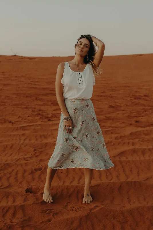 Emily Midi Skirt - soft turquoise leather skirt modern