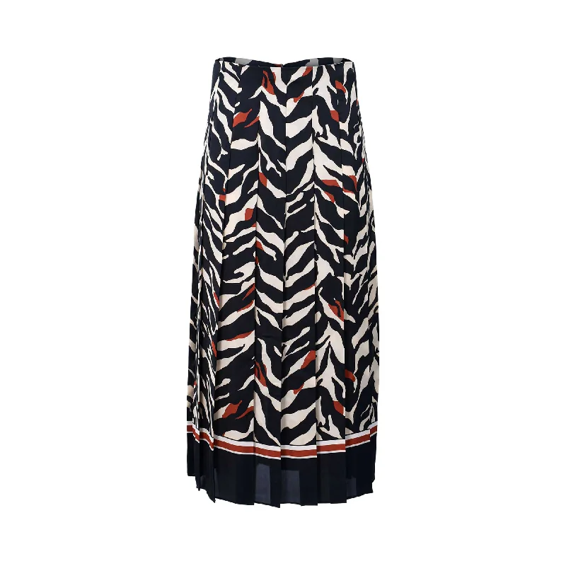 Luisa Spagnoli FOGA Ladies Zebra-Print Pleated Skirt leather skirt sleek