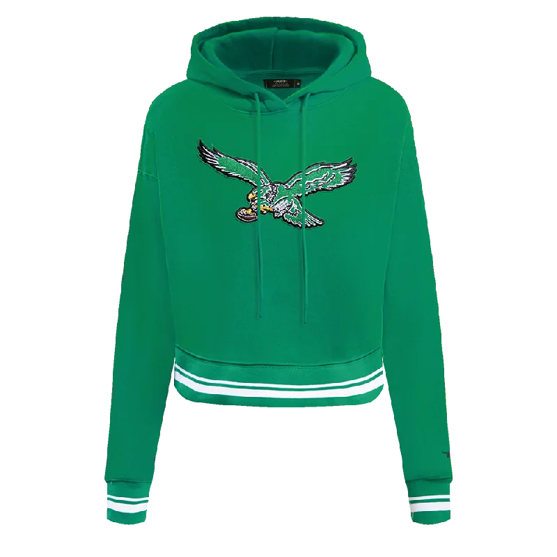 NFL PHILADELPHIA EAGLES RETRO CLASSIC WOMEN'S CROPPED PO HOODIE (KELLY GREEN) Hoodie with Reflective Safety Nightwear NFL PHILADELPHIA EAGLES RETRO CLASSIC WOMEN'S CROPPED PO HOODIE (KELLY GREEN) Hoodie with Reflective Safety Nightwear