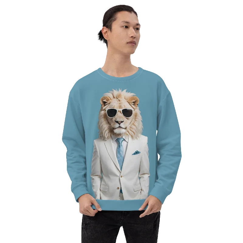 Funky White Lion All-Over Print Unisex Sweatshirt Hoodie with Oversized Fit Loose Comfortable Funky White Lion All-Over Print Unisex Sweatshirt Hoodie with Oversized Fit Loose Comfortable