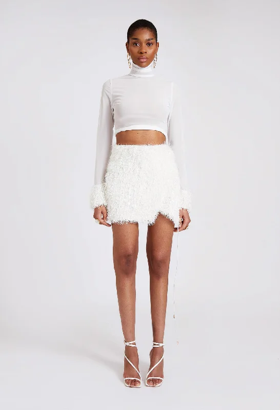 Fur Mini Skirt - Yacht White velvet skirt luxury