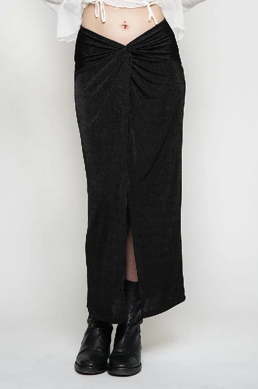 Gaia Front Twist Skirt -Black mini skirt trendy