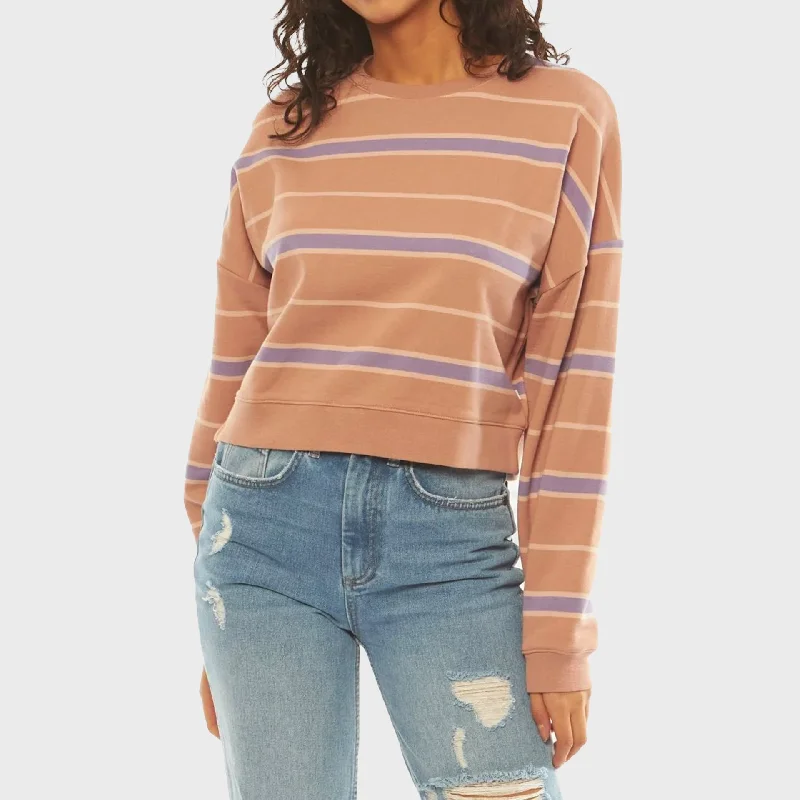 Sisstrevolution Golden Rays Fleece Sweatshirt - Russet Hoodie with Ribbed Cuffs Snug Fit Comfort