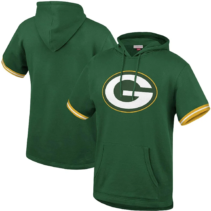 Green Bay Packers French Terry Short Sleeve Hoody Hoodie with Emblem Brand Identity