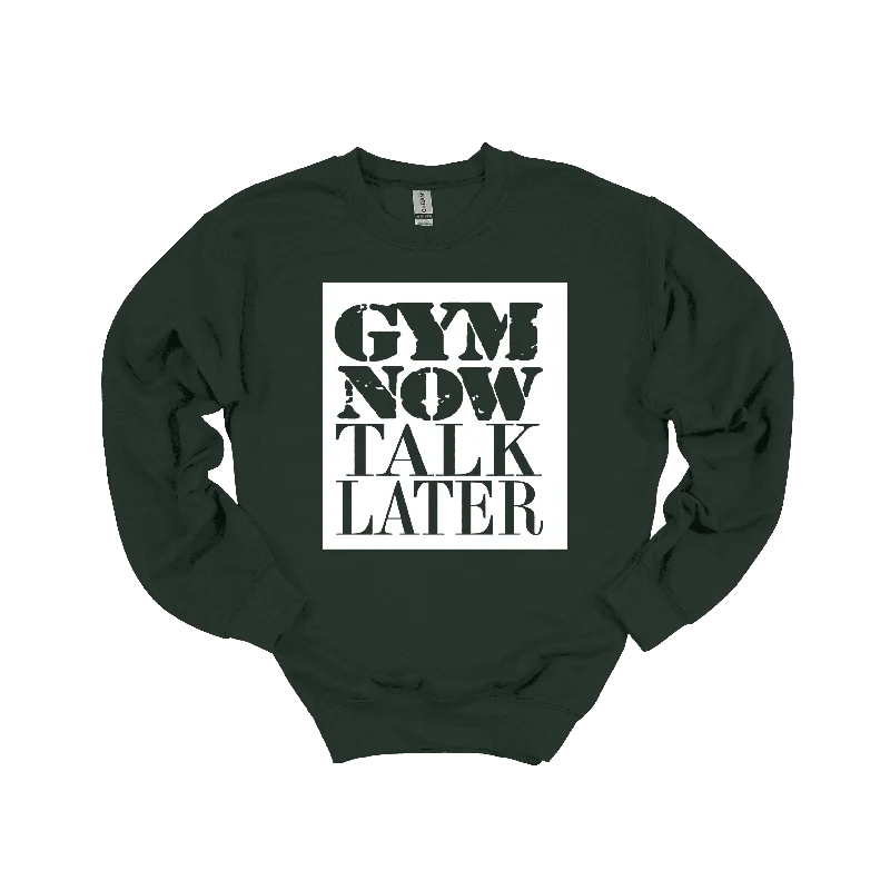 Gym Now Talk Later Sweatshirt Hoodie with Puffed Sleeves Voluminous Trendy