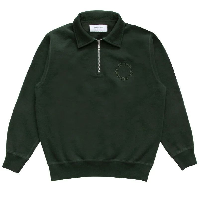 Half Zip Fleece Sweatshirt Forest - Unisex Hoodie with Side Slits Relaxed Casual