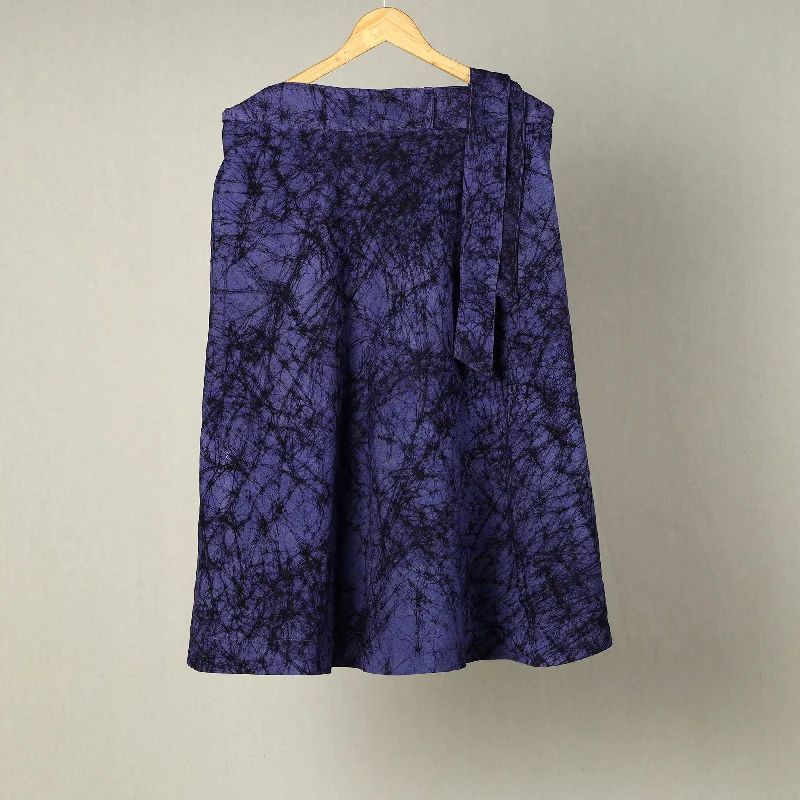 Blue - Hand Print Cotton Batik Wrap Around Skirt 13 velvet skirt sumptuous