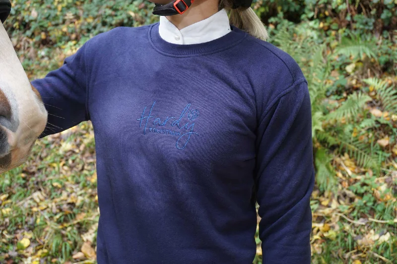 Hardy Equestrian Crew Neck Navy Sweatshirt Hoodie with Full-Zip Functional Layering