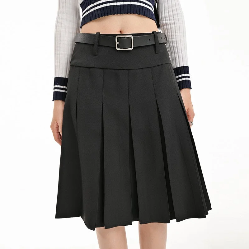 High Waist A Line Pleated Skirt chiffon skirt lightweight