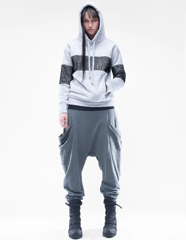 HOODY LIGHT W Hoodie with Hem Applique Textured Unique