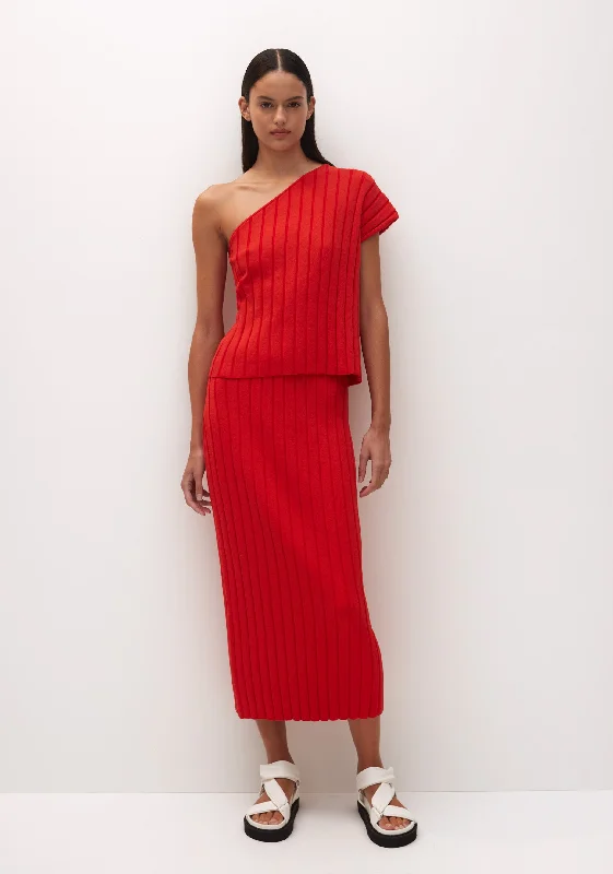 Ilsa Knit Skirt_Flame leather skirt bold
