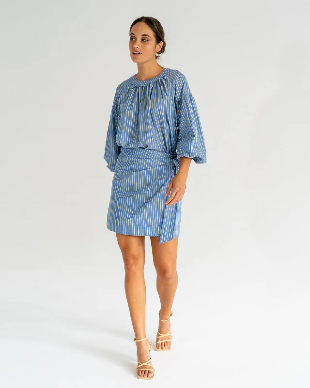 Jedda Wrap Skirt - Voile Stripe pencil skirt chic