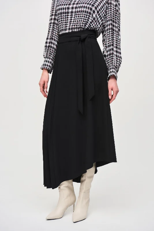 Joseph Ribkoff Black Pleated Asymmetric Maxi Skirt 243117 midi skirt versatile