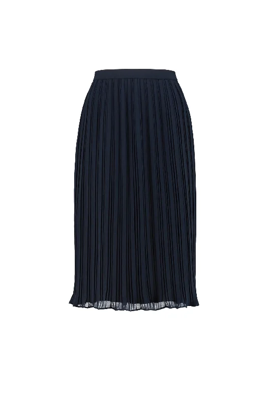 LANTANA NAVY BLUE PLISSÉ PENCIL SKIRT velvet skirt rich