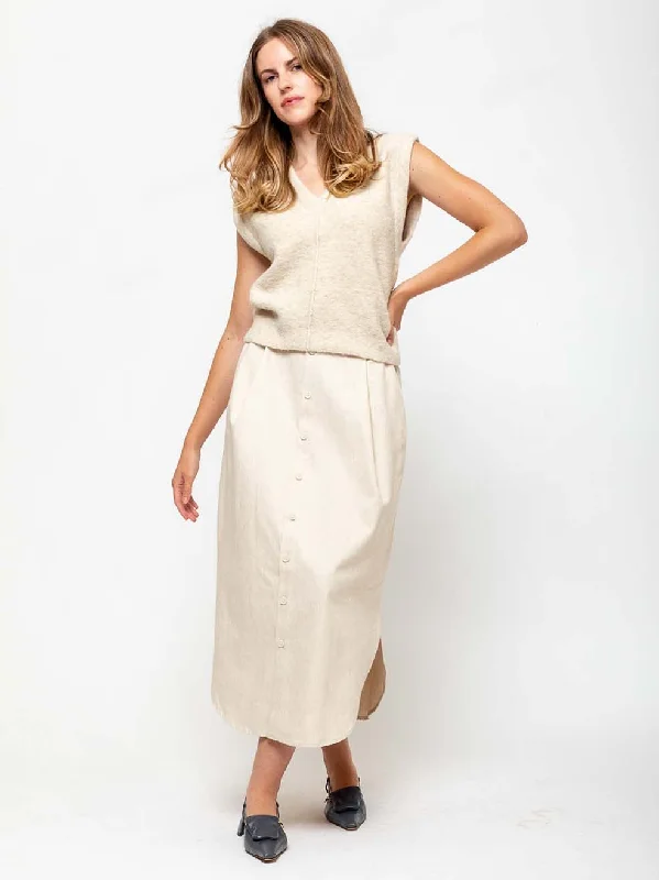 Placket Skirt - Natural linen skirt light